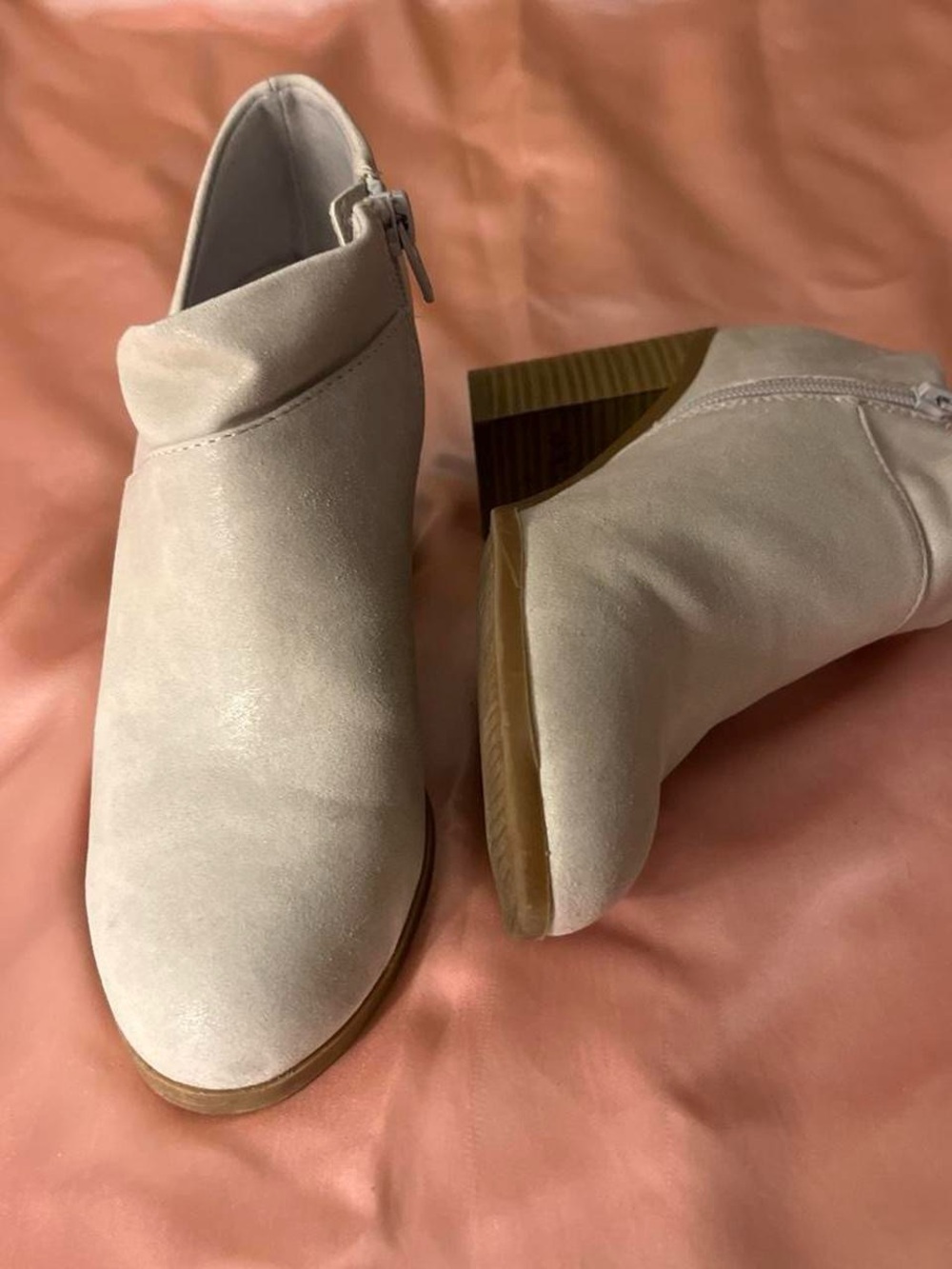 a.n.a Light Beige Suede Ankle Booties with Side Zip